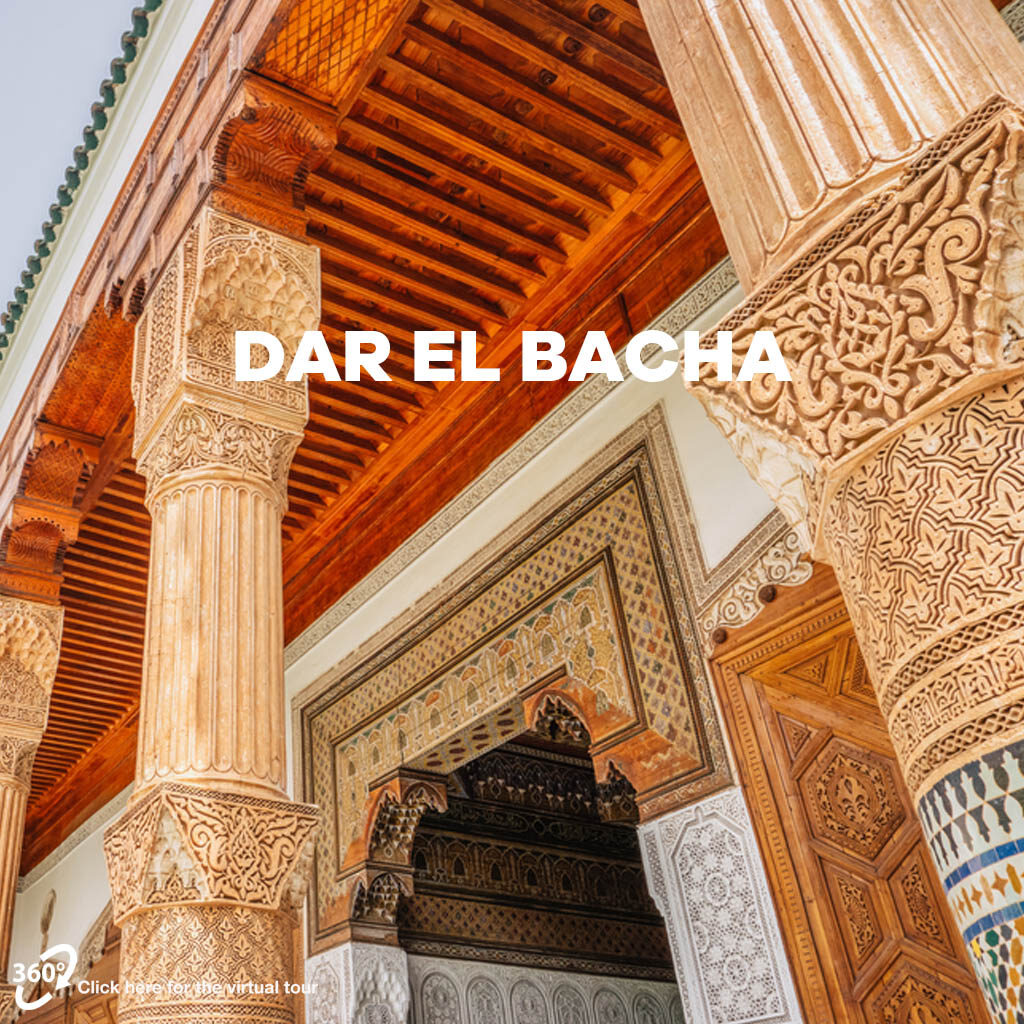 Marrakech / Morocco - 15 July 2018: Dar El Bacha Musee Des Confluences - a beautiful museum palace with courtyard just outside of the Medina in Marrakech, Morocco